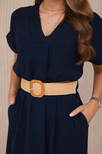 Dress with a decorative belt 5904 / – Navy blue цвет / color | Lexline Fashion
