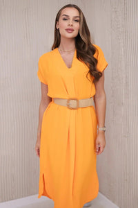 Dress with a decorative belt 5904 / – Orange цвет / color | Lexline Fashion