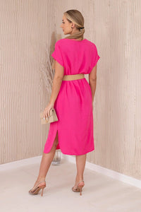 Dress with a decorative belt 5904 / – Pink цвет / color | Lexline Fashion