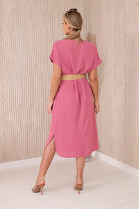 Dress with a decorative belt 5904 / – Pink || Dark цвет / color | Lexline Fashion