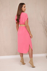 Dress with a decorative belt 5904 / – Pink || Light цвет / color | Lexline Fashion