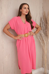 Dress with a decorative belt 5904 / – Pink || Light цвет / color | Lexline Fashion