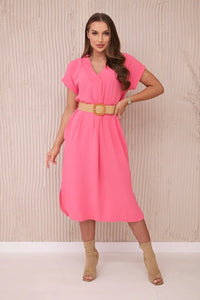 Dress with a decorative belt 5904 / – Pink || Light цвет / color | Lexline Fashion