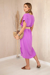Dress with a decorative belt 5904 / – Purple цвет / color | Lexline Fashion