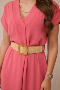 Dress with a decorative belt 5904 / – Raspberry цвет / color | Lexline Fashion