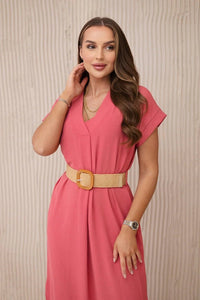 Dress with a decorative belt 5904 / – Raspberry цвет / color | Lexline Fashion