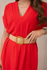 Dress with a decorative belt 5904 / – Red цвет / color | Lexline Fashion