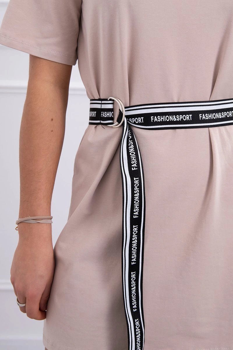 Dress with a decorative belt 9258 / – Beige цвет / color | Lexline Fashion