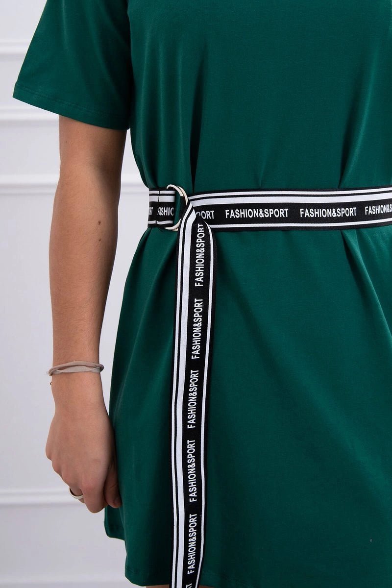 Dress with a decorative belt 9258 / – Green цвет / color | Lexline Fashion