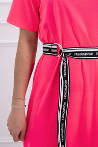 Dress with a decorative belt 9258 / – Pink || Neon цвет / color | Lexline Fashion