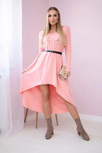 Dress with a decorative belt and an inscription 9160 / – Apricot цвет / color | Lexline Fashion