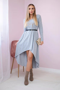 Dress with a decorative belt and an inscription 9160 / – Gray цвет / color | Lexline Fashion