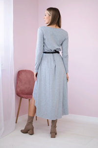 Dress with a decorative belt and an inscription 9160 / – Gray цвет / color | Lexline Fashion