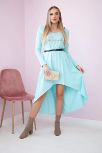 Dress with a decorative belt and an inscription 9160 / – Mint цвет / color | Lexline Fashion