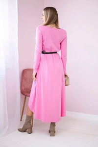 Dress with a decorative belt and an inscription 9160 / – Pink || Light цвет / color | Lexline Fashion