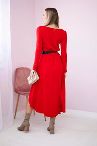 Dress with a decorative belt and an inscription 9160 / – Red цвет / color | Lexline Fashion