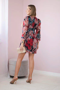 Dress with a floral motif 9286 / Short – Dark || pink цвет / color | Lexline Fashion