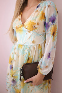 Dress with a floral motif 9286 / Short – Yellow цвет / color | Lexline Fashion