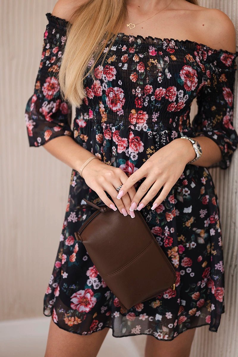Dress with a flower pattern 9266 / – Black цвет / color | Lexline Fashion