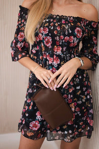 Dress with a flower pattern 9266 / – Black цвет / color | Lexline Fashion