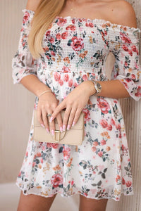 Dress with a flower pattern 9266 / – Ecru цвет / color | Lexline Fashion