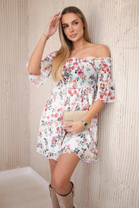 Dress with a flower pattern 9266 / – Ecru цвет / color | Lexline Fashion