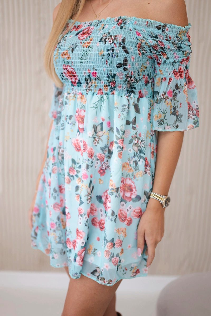 Dress with a flower pattern 9266 / – Mint цвет / color | Lexline Fashion