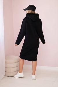 Dress with a hood and a slit on the side 9168 / – Black цвет / color | Lexline Fashion