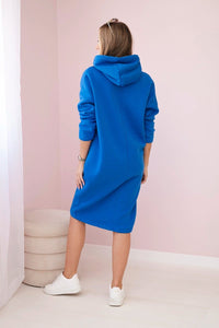 Dress with a hood and a slit on the side 9168 / – Blue cornflower цвет / color | Lexline Fashion