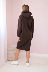 Dress with a hood and a slit on the side 9168 / – Brown цвет / color | Lexline Fashion