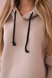 Dress with a hood and a slit on the side 9168 / – Dark || beige цвет / color | Lexline Fashion
