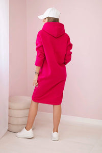 Dress with a hood and a slit on the side 9168 / – Fuchsia цвет / color | Lexline Fashion