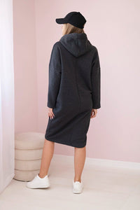 Dress with a hood and a slit on the side 9168 / – Graphite || Melange цвет / color | Lexline Fashion