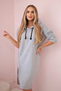 Dress with a hood and a slit on the side 9168 / – Gray цвет / color | Lexline Fashion