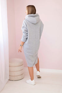 Dress with a hood and a slit on the side 9168 / – Gray цвет / color | Lexline Fashion