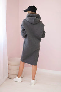 Dress with a hood and a slit on the side 9168 / – Gray || Dark цвет / color | Lexline Fashion