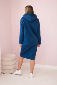 Dress with a hood and a slit on the side 9168 / – Jeans цвет / color | Lexline Fashion