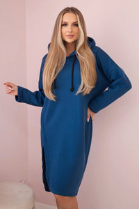 Dress with a hood and a slit on the side 9168 / – Jeans цвет / color | Lexline Fashion
