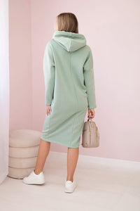 Dress with a hood and a slit on the side 9168 / – Mint || Dark цвет / color | Lexline Fashion