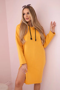 Dress with a hood and a slit on the side 9168 / – Peachy цвет / color | Lexline Fashion