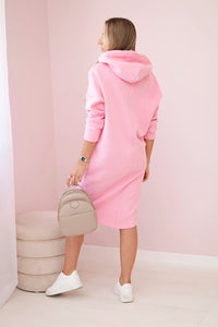 Dress with a hood and a slit on the side 9168 / – Pink цвет / color | Lexline Fashion