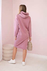 Dress with a hood and a slit on the side 9168 / – Pink || Dark цвет / color | Lexline Fashion