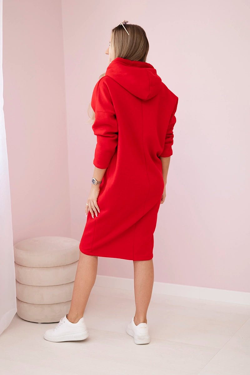 Dress with a hood and a slit on the side 9168 / – Red цвет / color | Lexline Fashion