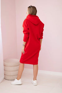 Dress with a hood and a slit on the side 9168 / – Red цвет / color | Lexline Fashion