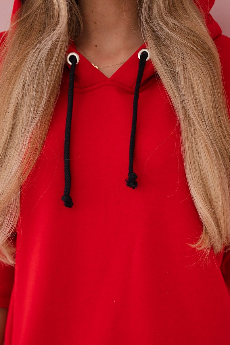Dress with a hood and a slit on the side 9168 / – Red цвет / color | Lexline Fashion