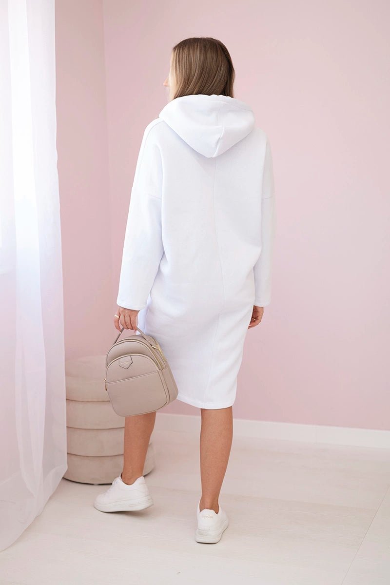 Dress with a hood and a slit on the side 9168 / – White цвет / color | Lexline Fashion