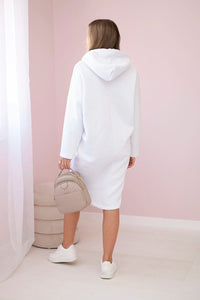 Dress with a hood and a slit on the side 9168 / – White цвет / color | Lexline Fashion