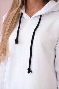 Dress with a hood and a slit on the side 9168 / – White цвет / color | Lexline Fashion