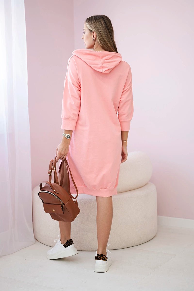 Dress with a hood and longer back 9078 / – Apricot цвет / color | Lexline Fashion