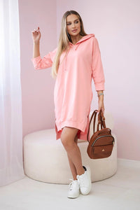Dress with a hood and longer back 9078 / – Apricot цвет / color | Lexline Fashion